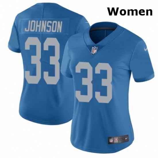 Womens Nike Detroit Lions 33 Kerryon Johnson Blue Alternate Vapor Untouchable Limited Player NFL Jersey